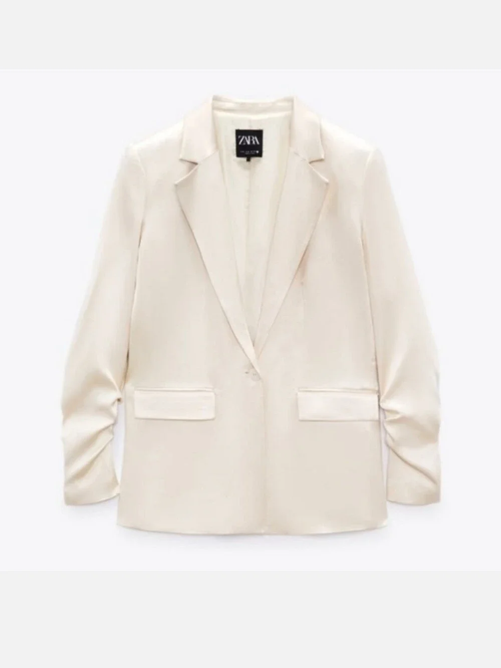 Zara Set 2 pc Matching Satin Effect Blazer and Pants Cream Size XS/S - Picture 9 of 13